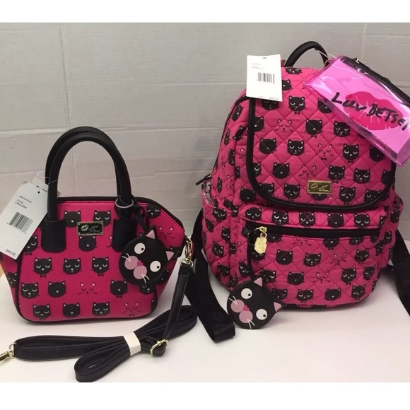 Betsey Johnson Handbags - Luv 💋 Betsey Johnson Pink Cat Backpack & Satchel